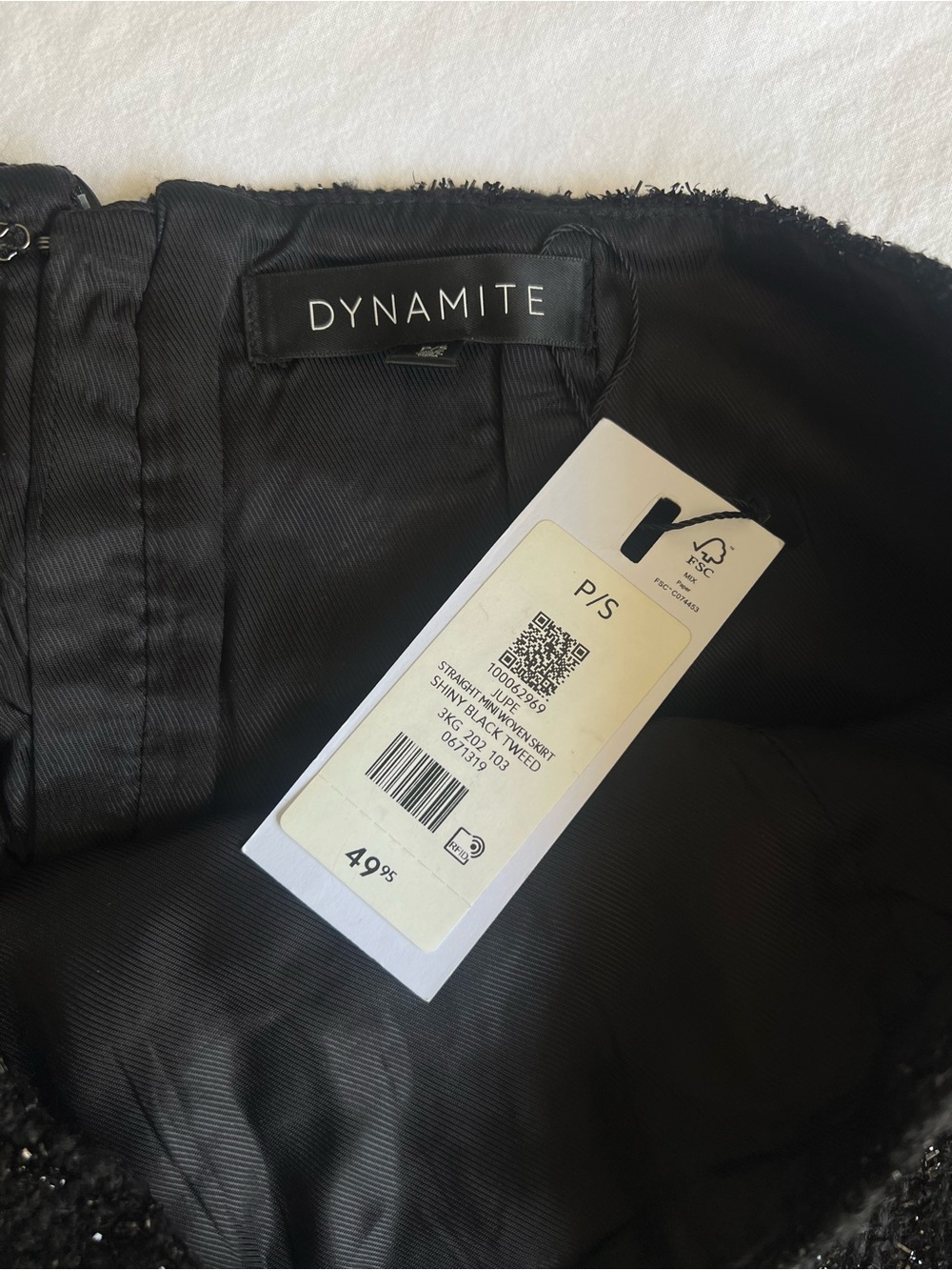 Dynamite Black Tweed Metallic-Thread Blazer with Matching High-waist Mini Skirt - Picture 7 of 7